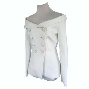 Misha Collection White Off-Shoulder Suit Set (Shorts and Jacket)